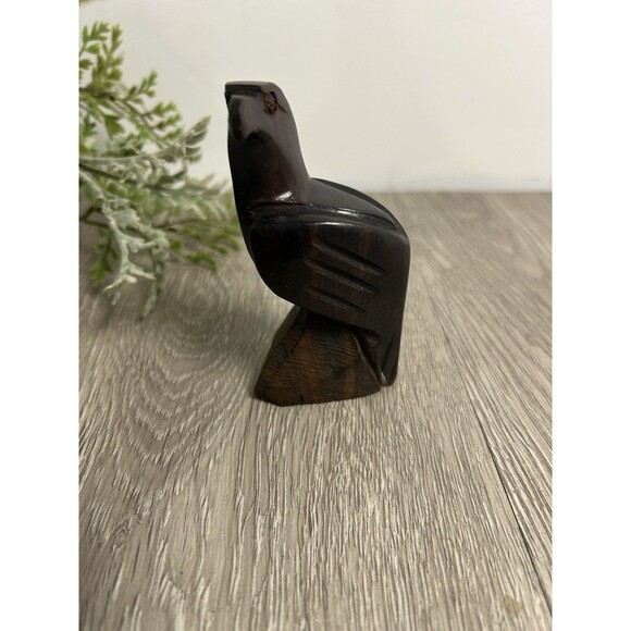 Vintage MCM Hand Carved Mahogany Wooden Eagle Figurine - Picture 1 of 6